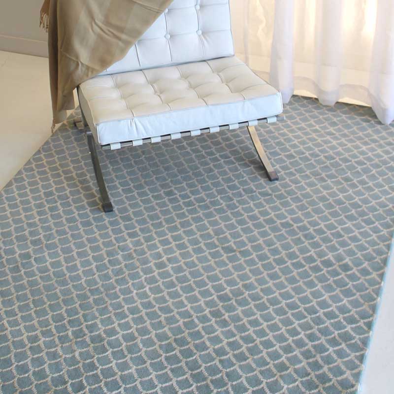 Custom blue shape rug